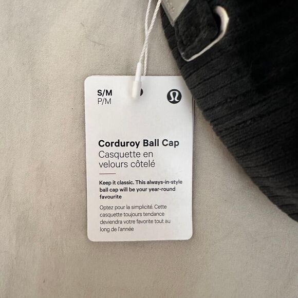 Lululemon Corduroy Ball Cap Black Grey Unisex LU9BPAS Size S/M Brand New - Picture 3 of 15